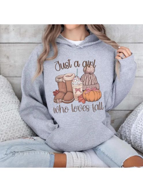 Grafguru "Just a Girl Who Loves Fall" Unisex pulóver – Őszi Hangulat, Stílusosan